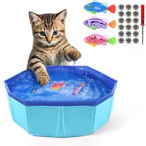 بركة قطط مع الأسماك ، لعبة بركة أسماك قطة أسماك آلية ، 3 أسماك مستشعر ذاتي مع أضواء واضحة ، حصيرة ماء هريرة مقاومة للتسرب للقطط الداخلية ، حمام وممارسة التمرينات ، البلياردو 12 بوصة in Kuwait