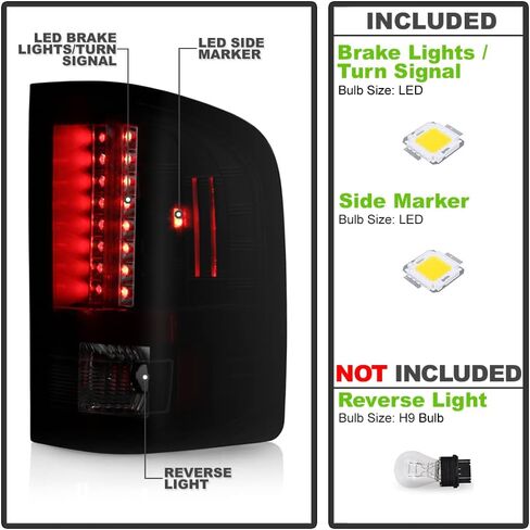 ACANII - For 2007-2013 Chevy Silverado 1500 2500HD 3500HD Black Smoked LED Tail Lights Lamps Pair Set Driver & Passenger in Saudi Arabia