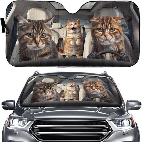 Penguin Car Front Glass Sun Shade Cover، Auto Sunshade for Car Truck SUV Blocks Uv Rays Sun Visor Protector، Funny Penguin Car Window Sunshade in Kuwait