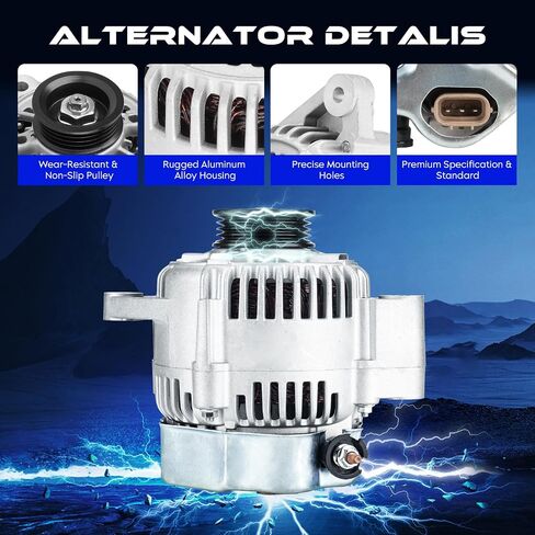 Alternator New for Toyota 4Runner 1996-1998 3.4 3.4L, for Toyota T100 1997-1998 3.4L, for Toyota Tacoma 1997-1999 3.4L, for Toyota Tundra 2000-2002 3.4L, Replace for 101211-4130, 27060-62180 in Saudi Arabia