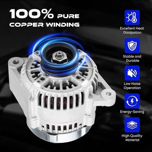 Alternator New for Toyota 4Runner 1996-1998 3.4 3.4L, for Toyota T100 1997-1998 3.4L, for Toyota Tacoma 1997-1999 3.4L, for Toyota Tundra 2000-2002 3.4L, Replace for 101211-4130, 27060-62180 in Saudi Arabia