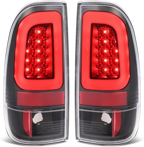 KUAFU زوج أضواء الذيل متوافقة مع 1997-2004 Ford F150 1999-2007 F250 F350 F450 F550 استبدال فائق التحمل لF85Z13404CA F85Z13405CA LED أنبوب شريط الذيل مصباح الفرامل الإسكان الأسود وعدسة واضحة in Saudi Arabia
