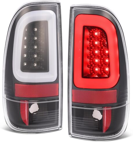 KUAFU زوج أضواء الذيل متوافقة مع 1997-2004 Ford F150 1999-2007 F250 F350 F450 F550 استبدال فائق التحمل لF85Z13404CA F85Z13405CA LED أنبوب شريط الذيل مصباح الفرامل الإسكان الأسود وعدسة واضحة in Saudi Arabia
