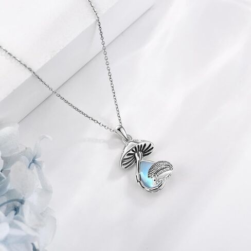 Mushroom Butterfly Necklace 925 Sterling Silver Moonstone Mushroom Butterfly Jewelry for Women in Kuwait