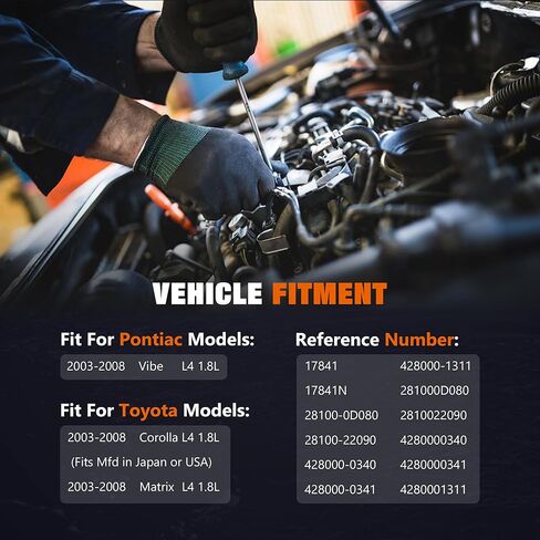 17841 محرك بداية جديد مناسب لـ 2003 2004 2005 2006 2007 2008 Toyota Corolla, Matrix & Pontiac Vibe, L4 1.8L, 1.6KW 12V في اتجاه عقارب الساعة 10 أسنان، استبدال # 28100-0D080، 28100-22090، 428000-0340 in Kuwait