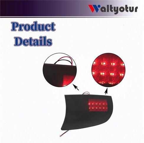 استبدال ضوء الفرامل الخلفية waltyotur لذاكرة الوصول العشوائي 2009 2010 2011 2012 2013 2014 2015 2016 2017 2018 مجموعة ضوء الذيل الجانبي للسائق والراكب، زوج أسود من الضوء الخلفي in Saudi Arabia