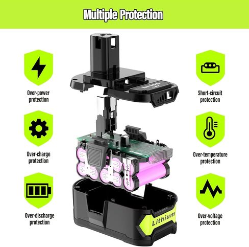 18V 3.0Ah Replacement for Ryobi 18V Battery and Charger Compatible with Ryobi Lithium Batteries Cordless Power Tools in Kuwait