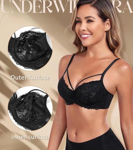 حمالة صدر نسائية من Lemorosy بتغطية كاملة غير مبطنة مقاس كبير غير مبطنة من الدانتيل المثير للاستخدام اليومي in Kuwait