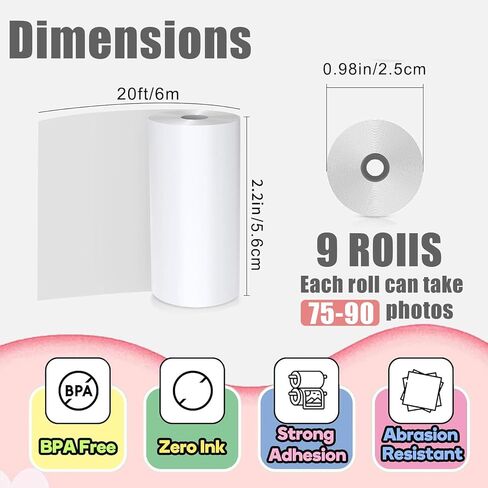 12 Rolls Instant Camera Refill Print Paper, HD Photo Print Camera Print Paper roll refill for Most Kids Instant Camera - Paper Only (57X25mm) in Saudi Arabia