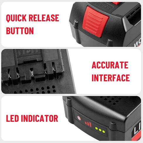 1-Pack 6.0Ah 18V Lithium Battery BAT609 and Battery Charger Kit Compatible with Bosch in Saudi Arabia
