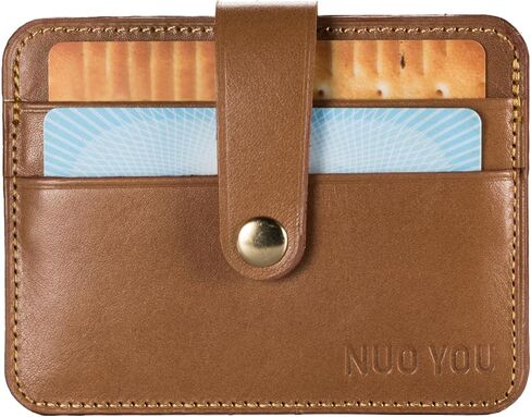 CASE المصنوعة يدويًا لبطاقة الجلود المصنوعة يدويًا ، حامل بطاقة حظر RFID محفظة الحد الأدنى للرجال والنساء حامل بطاقة ائتمان الجيب الأمامي (جلد الغنم ، بني فاتح) in Kuwait