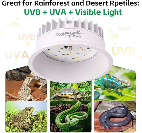 UVB Light for Reptiles, UVA UVB Reptile Light Fixture with Timer LED UVB Bulb for Bearded Dragon Gecko Turtle Chameleon Lizard Snake, Adjustable Brightness UVB Lamp for Reptile Tank Accessories, White in Kuwait