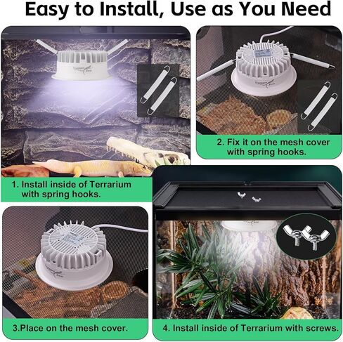 UVB Light for Reptiles, UVA UVB Reptile Light Fixture with Timer LED UVB Bulb for Bearded Dragon Gecko Turtle Chameleon Lizard Snake, Adjustable Brightness UVB Lamp for Reptile Tank Accessories, White in Kuwait