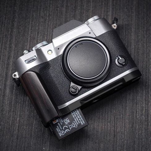 Camera Dedicated Grip · Retro Solid Wood L Shaped Handle for FUJIFILM X-T50 XT50 · Built-in Arca Quick Release Plate+1/4-inch Threaded Hole+Hand Strap Hole (African Blackwood Silver) in Kuwait
