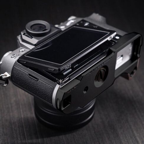 Camera Dedicated Grip · Retro Solid Wood L Shaped Handle for FUJIFILM X-T50 XT50 · Built-in Arca Quick Release Plate+1/4-inch Threaded Hole+Hand Strap Hole (African Blackwood Silver) in Kuwait