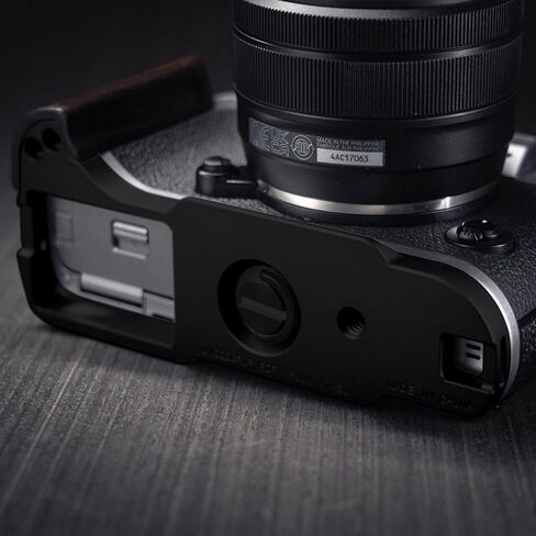 Camera Dedicated Grip · Retro Solid Wood L Shaped Handle for FUJIFILM X-T50 XT50 · Built-in Arca Quick Release Plate+1/4-inch Threaded Hole+Hand Strap Hole (African Blackwood Silver) in Kuwait