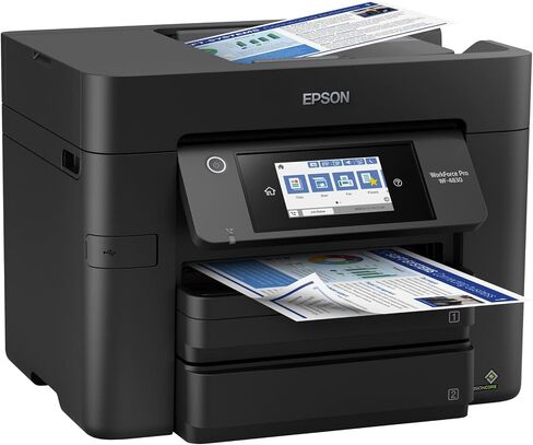Epson Workforce Pro WF-4830 Wireless All-in-One Color Inkjet Printer ، Black-Print Scan Copy Fax-4.3 "Touchscreen ، 25 ppm ، 4800 × 2400 dpi ، الطباعة التلقائية ذات الوجهين ، ADF 50 ورقة ، 500 ورقة ، Ethernet in Kuwait