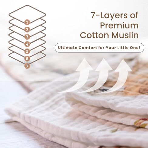 Baby Muslin Quilt Blanket - Large Reversible Cotton Blanket for Girls, Soft & Lightweight, Perfect for Newborns, Infants & Toddlers, 7 Layers Breathable Design, Machine Washable, Pink in Saudi Arabia