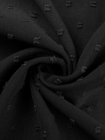 Agnes Orinda Plus Size Tops for Women Crewneck Chiffon Blouses Swiss Dots Long Sleeve Shirts Top in Kuwait