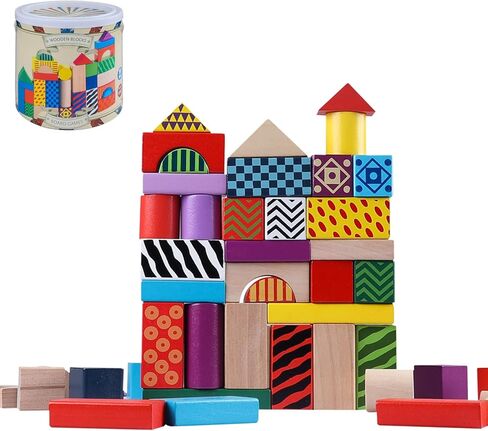 Counting Sorting Cube Blocks, 102 Pack 1 Inch Colorful Square Wooden Blocks, Colored Unfinished Wood Building Block, Puzzle Making and DIY Craft Stacking Blocks Toys for Kids Adults Classroom in Kuwait