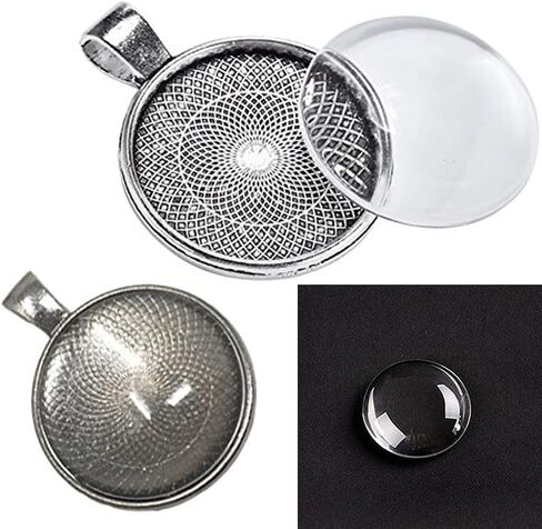BetterJonny 48pcs Reshelant Pendant Rays ، 4 أشكال صواني المعلقات مجموعة بما في ذلك 24pcs سحر الفراغات الواضحة و 24pcs cabochons الزجاجية لصنع المجوهرات DIY (2 لون) in Kuwait