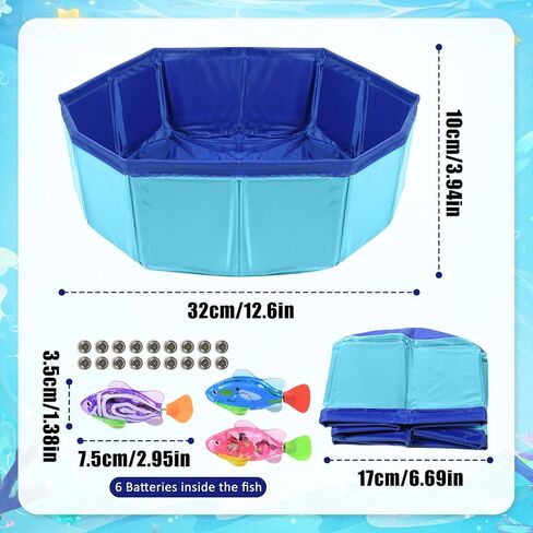 بركة قطط مع الأسماك ، لعبة بركة أسماك قطة أسماك آلية ، 3 أسماك مستشعر ذاتي مع أضواء واضحة ، حصيرة ماء هريرة مقاومة للتسرب للقطط الداخلية ، حمام وممارسة التمرينات ، البلياردو 12 بوصة in Kuwait