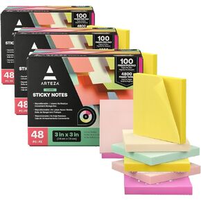 ARTEZA Sticky Notes 3x3 inches, 48 Sticky Pads, Bulk Sticky Note Pads, Assorted Multicolor Self-Adhesive Notes in Kuwait