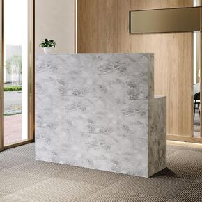 مكتب استقبال Aiegle مع الأدراج المضادة ورفوف التخزين ، طاولة مكتب الاستقبال على شكل حرف L لمكتب غرفة استقبال الصالون ، أبيض (55.9 "L x 32.3" W × 48.4 "H) in Kuwait