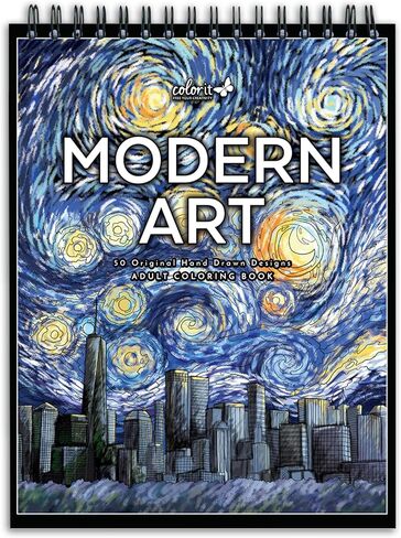 Colorit Modern Art ، Volume II Spiral Bound Colling Colling Colling for Juild Freaft ، 50 رسماً مستوحى من اللوحات الشهيرة ، ورق سميك ، صفحات مثقبة ، أغطية كتب صلبة مسطحة ، نشاف الحبر in Kuwait