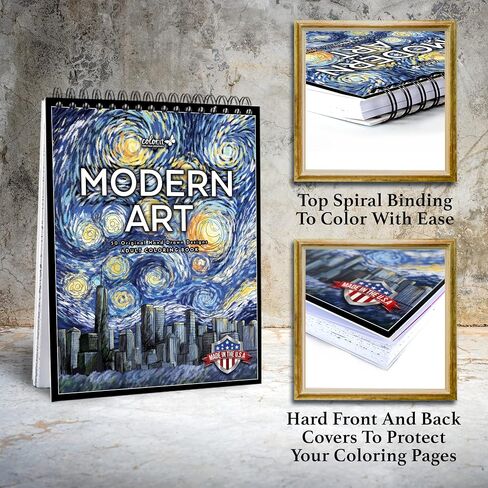 Colorit Modern Art ، Volume II Spiral Bound Colling Colling Colling for Juild Freaft ، 50 رسماً مستوحى من اللوحات الشهيرة ، ورق سميك ، صفحات مثقبة ، أغطية كتب صلبة مسطحة ، نشاف الحبر in Kuwait
