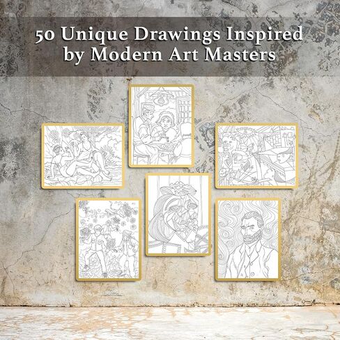 Colorit Modern Art ، Volume II Spiral Bound Colling Colling Colling for Juild Freaft ، 50 رسماً مستوحى من اللوحات الشهيرة ، ورق سميك ، صفحات مثقبة ، أغطية كتب صلبة مسطحة ، نشاف الحبر in Kuwait