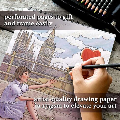 Colorit Modern Art ، Volume II Spiral Bound Colling Colling Colling for Juild Freaft ، 50 رسماً مستوحى من اللوحات الشهيرة ، ورق سميك ، صفحات مثقبة ، أغطية كتب صلبة مسطحة ، نشاف الحبر in Kuwait