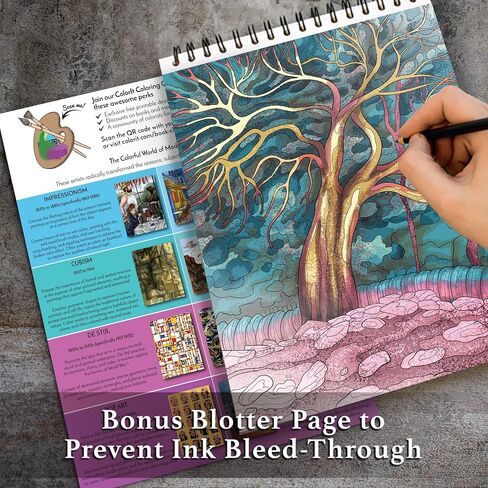 Colorit Modern Art ، Volume II Spiral Bound Colling Colling Colling for Juild Freaft ، 50 رسماً مستوحى من اللوحات الشهيرة ، ورق سميك ، صفحات مثقبة ، أغطية كتب صلبة مسطحة ، نشاف الحبر in Kuwait