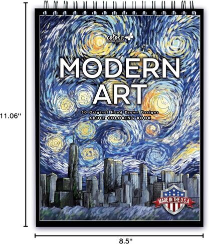Colorit Modern Art ، Volume II Spiral Bound Colling Colling Colling for Juild Freaft ، 50 رسماً مستوحى من اللوحات الشهيرة ، ورق سميك ، صفحات مثقبة ، أغطية كتب صلبة مسطحة ، نشاف الحبر in Kuwait