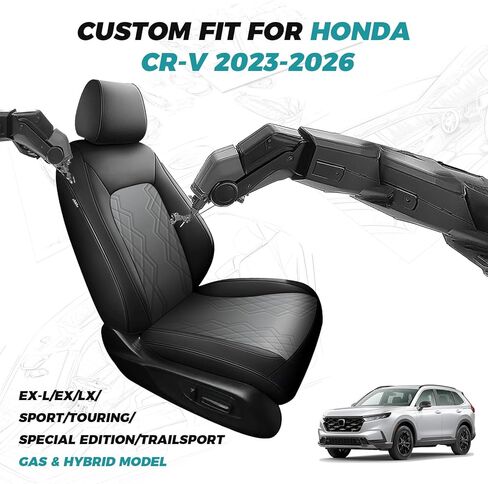 for Honda CRV Seat Covers 2025 2024 2023 - Custom Fit CRV Seat Covers EX-L/EX/LX/Sport/Touring/Special Edition Hybrid & Gas - Leather CR-V Seat Cover Full Set Waterproof - Black and Gray in Kuwait