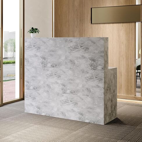 مكتب استقبال Aiegle مع الأدراج المضادة ورفوف التخزين ، طاولة مكتب الاستقبال على شكل حرف L لمكتب غرفة استقبال الصالون ، أبيض (55.9 "L x 32.3" W × 48.4 "H) in Kuwait