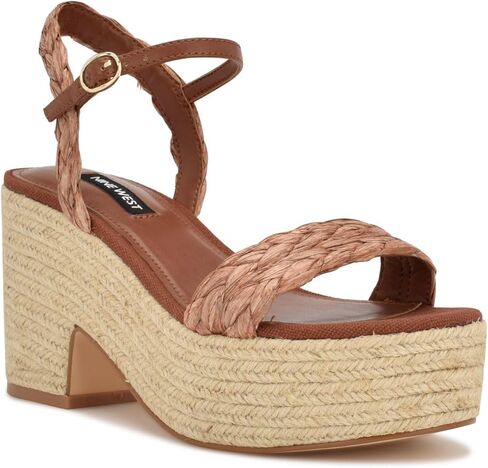 حذاء نسائي من Nine West Rivva بكعب كاحل منسوج بني 8 متوسط ​​(B، M) in Saudi Arabia