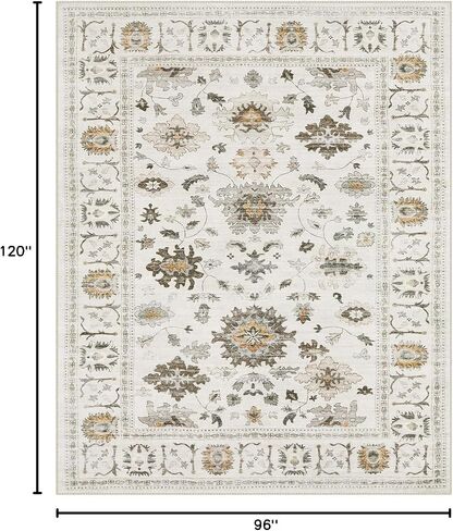 Lahome Vintage 3x5 Throw Rugs,Oriental Farmhouse Rugs for Entryway Indoor Non-Slip,Low-Pile Soft Distressed Living Room Area Rug Washable Floor Carpet for Bedroom Kitchen Laundry - Brown in Saudi Arabia