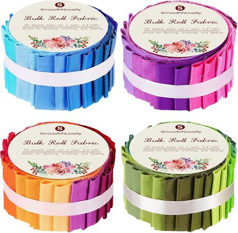 SmoothNovelty 160 pcs 4 شرائح نسيج لفة متنوعة من النسيج اللحف برفع اللحف وخياطة القطن المدلف in Kuwait