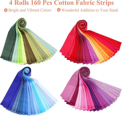 SmoothNovelty 160 pcs 4 شرائح نسيج لفة متنوعة من النسيج اللحف برفع اللحف وخياطة القطن المدلف in Kuwait