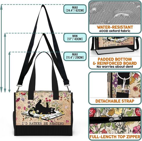 84hoods Large Tote Bag for Women with Pockets and Zipper for Travel, Work, Grocery. Gift for Book Lovers, Librarians. in Saudi Arabia