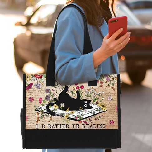 84hoods Large Tote Bag for Women with Pockets and Zipper for Travel, Work, Grocery. Gift for Book Lovers, Librarians. in Saudi Arabia