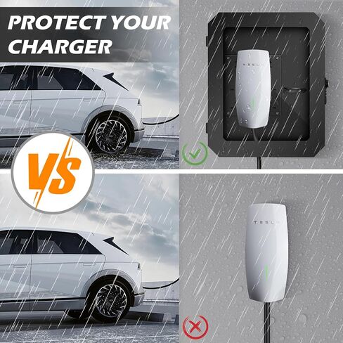 صندوق محطة الشحن لموصل الحائط Tesla Gen 3 وشاحن ChargePoint EV، حامل منظم الكابلات غطاء قفل مقاوم للمطر في الهواء الطلق، مقاوم للثلوج، مقاوم للغبار، مضاد للسرقة، ملحقات شحن المنزل in Kuwait