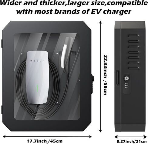 صندوق محطة الشحن لموصل الحائط Tesla Gen 3 وشاحن ChargePoint EV، حامل منظم الكابلات غطاء قفل مقاوم للمطر في الهواء الطلق، مقاوم للثلوج، مقاوم للغبار، مضاد للسرقة، ملحقات شحن المنزل in Kuwait