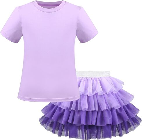Sunny Fashion Girls Gray 2 Piece Shirt Butterfly Multicolor Rainbow Floral Skirt in Saudi Arabia