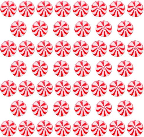 50pcs أزرار ديكور حلوى عيد الميلاد ، وأزرار عيد الميلاد للملابس للملابس زخارف الشتاء مزدوج ألوان أزرار حلوى عيد الميلاد ، وأزرار الحلوى في عيد الميلاد للحفلات المنزلية DIY in Kuwait