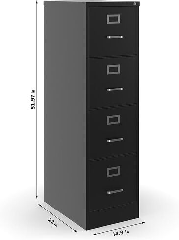 Staples 4-Drawer Vertical File Cabinet ، مستندات حجم الحروف ، قابلة للقفل ، 26.5 "D X 14.9" W x 51.97 "H ، رمادي فاتح in Kuwait