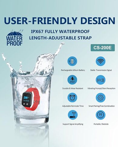 Wireless Calling System Caregiver Pager 1600+ Feet Nurse Alert System for Elderly Disabled Patient Monitoring 10 Call Buttons/1 Receivers/2 Watch/1 Signal Amplifier in Kuwait