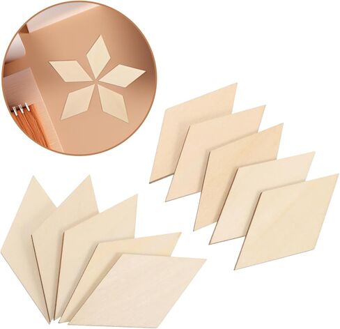 30Pcs Diamond Shaped Wood Slices, 3.14x1.57in Unfinished Wooden Diamond Shape Pieces, Wooden Diamond Shape Diamond Wood Shapes Blank Slices for DIY Crafts Holiday Decoration in Kuwait