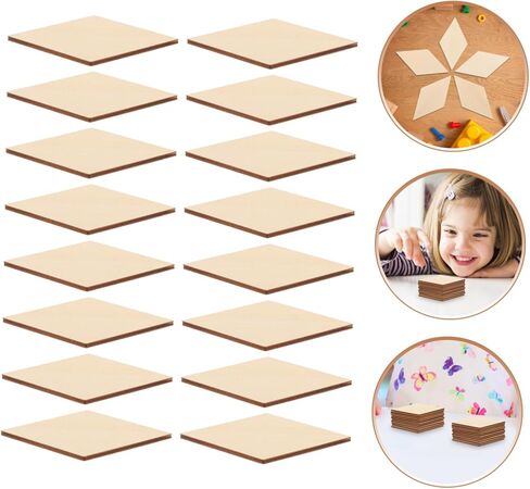 30Pcs Diamond Shaped Wood Slices, 3.14x1.57in Unfinished Wooden Diamond Shape Pieces, Wooden Diamond Shape Diamond Wood Shapes Blank Slices for DIY Crafts Holiday Decoration in Kuwait